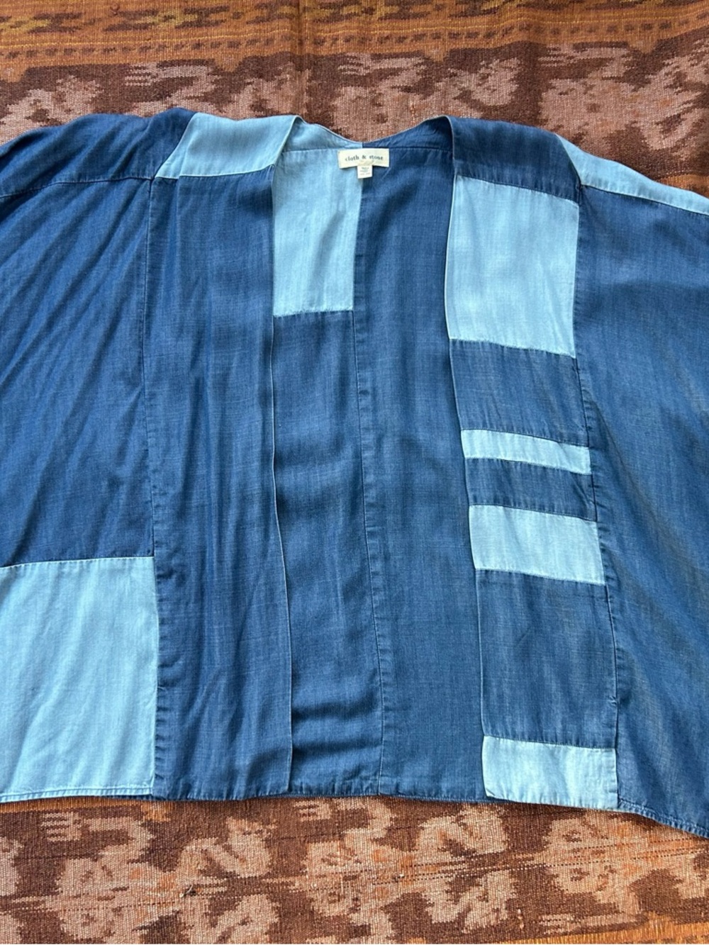 cloth & stone Two-Tone Chambray Kimono Jacket - Light Blue & Dark Blue